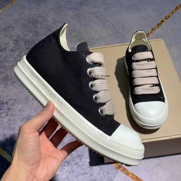 

2023 luxury rick designer ro boots shoes owens mens canvas low shoes sneakers fashion women black lace up martin with materials big