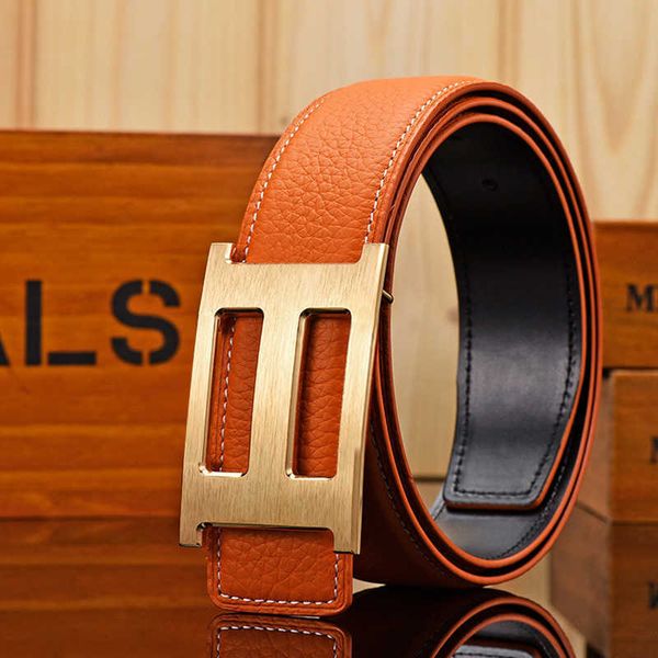 

men belts buckles h designer dark brown lui belt genuine leather golden buckle leather time limited ceinture homme luxe fashion belt for jea, Black;brown