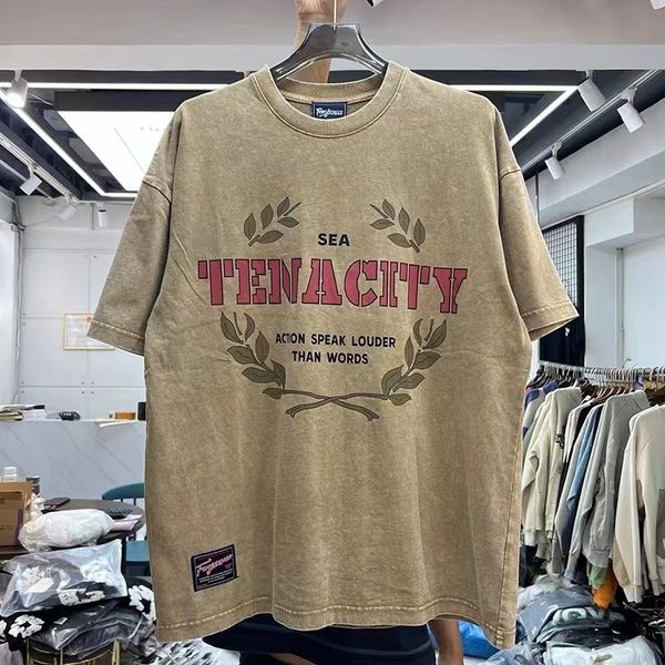 

men s t shirts washed 270g vintage monogrammed t shirt 230503, White;black