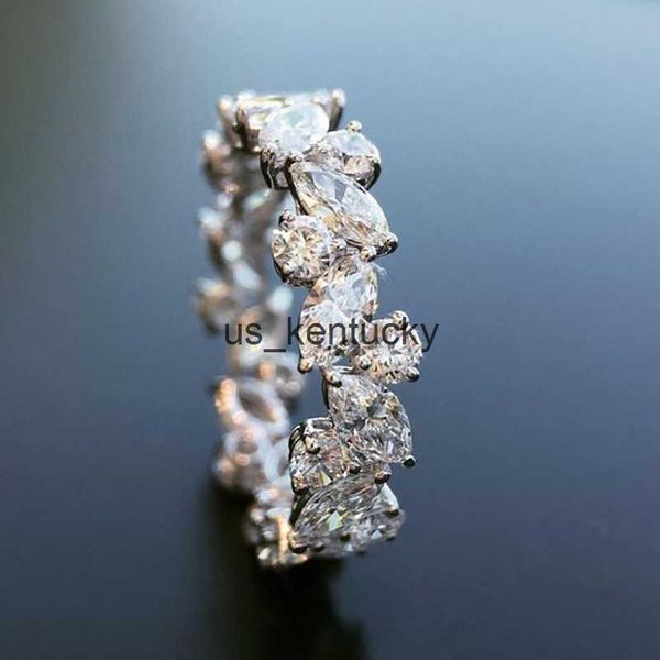 

band rings luxury female geometric horse eye round rings for women wedding bands silver color white zircon stone promise engagement ring