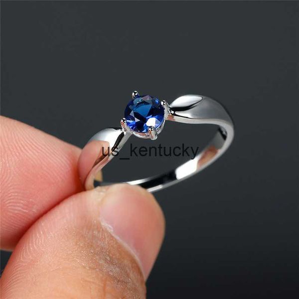 

band rings fashion female blue zircon white stone ring charm silver color engagement ring luxury crystal round in wedding rings for women