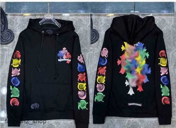 

men's hoodies sweatshirts designer mens chrome winter heart hoodie ch long sleeve jacket loose coat hooded hoody men woman hip hop chro, Black