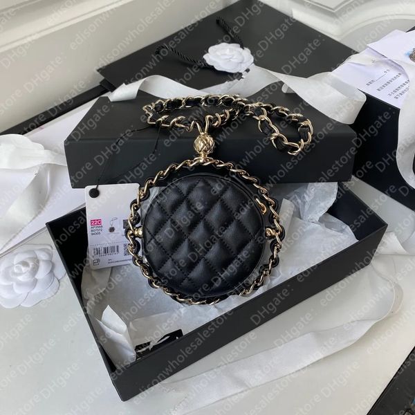 

golden ball leather crossbody bag cc camera shoulder bags luxury designer channel bag fashion retro lady wallet classic circular chain totes