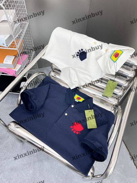 

xinxinbuy men designer tee t shirt 23ss letter embroidery pattern short sleeve cotton women blue white s-2xl, Black;brown