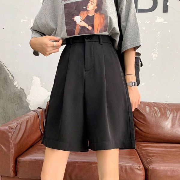 

2023 summer suit women's shorts loose breathable fashion casual button cotton blend relaxed asian size s-4xl w4n1#, White;black