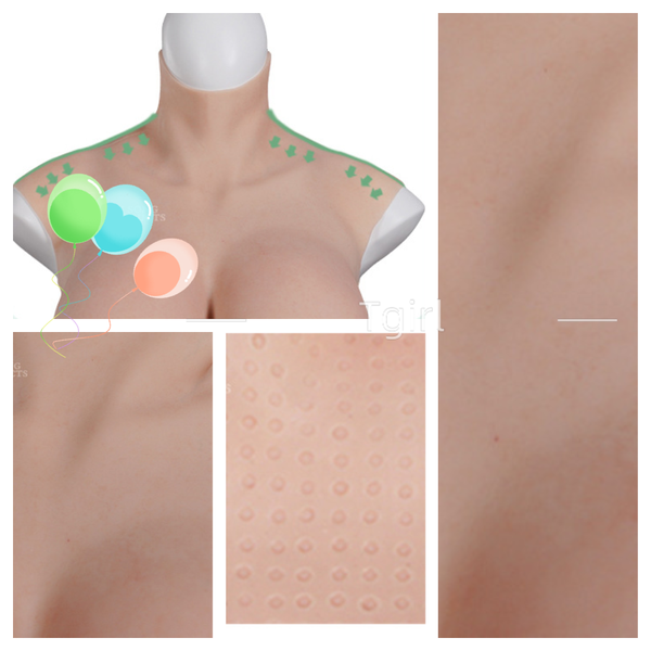 

costume accessories fake chest cde cup female cosplay no oil for sissy transgender shemale drag queen realistic silicone breast, Silver