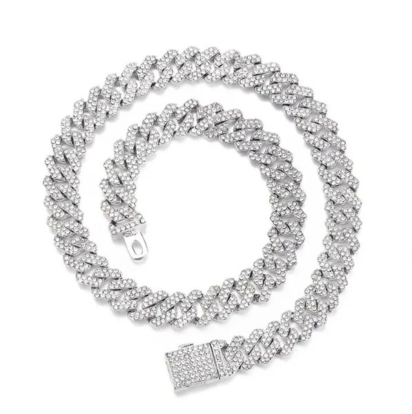 

men's fashion necklace, hip hop style artificial diamond necklace, Silver