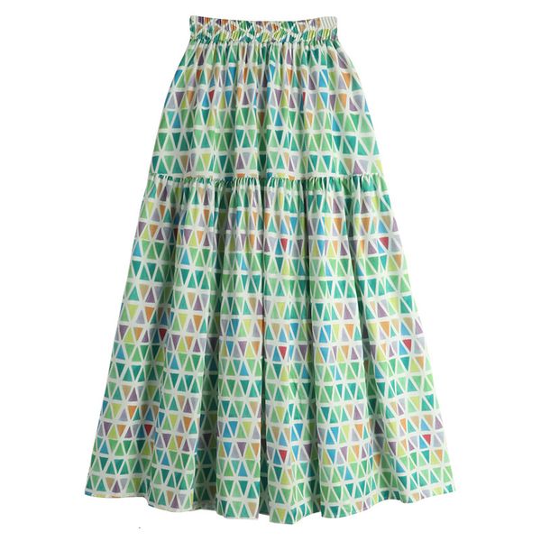 

skirts tigena y2k contrast geometric print midi long skirt for women summer korean cute a line high waist mid-length skirt female 230504, Black
