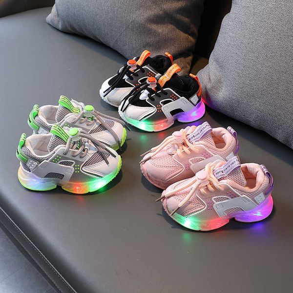 

athletic outdoor 2021 children led girls lighted glowing shoes for kid boys baby sneakers with luminous sole e07051 aa230503, Black