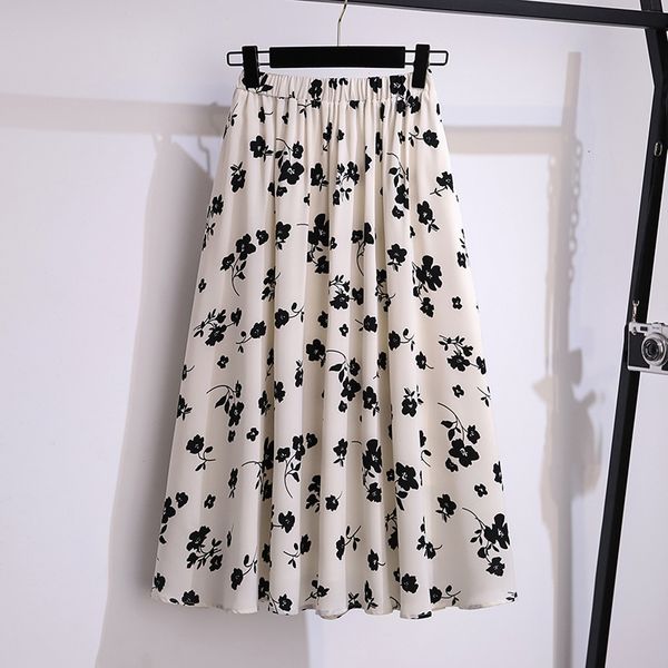 

skirts large size women's summer loose floral chiffon a-line skirt hip 175 apricot black 5xl 6xl 7xl 8xl 9xl 10xl 170kg 230504