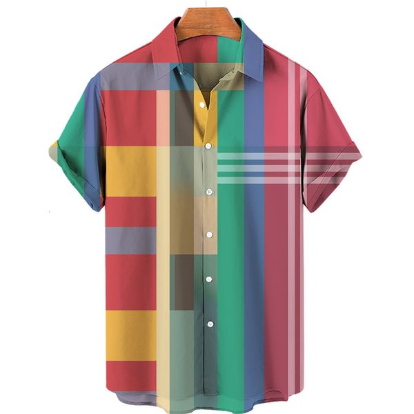 

men's casual shirts men's hawaiian t-shirt 3d tartan printed hombre fashion shirt casual beach clothes support for customization 2, White;black
