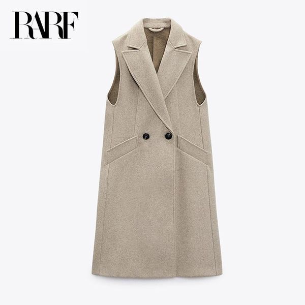 

vests 2022 women's new soft double front waistcoat medium length waistcoat, Black;white