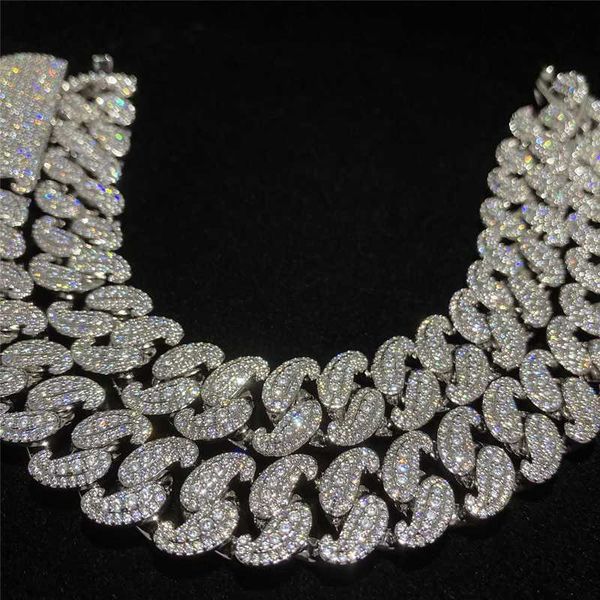 

customized unique design 15mm man jewelry 925 silver cuban necklace d color vvs moissanite diamond hip hop cuban link chain