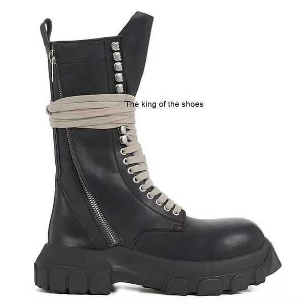 

2023 casual sports shoesricks owen shoes rick men's casual shoes high street hip hop double zipper leather shoes ro owens women's