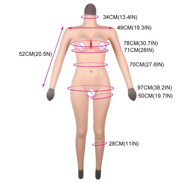 

costume accessories fake silicone breast d cup full body with arm suit for cosplay women transgender crossdressers dragqueen sh, Silver