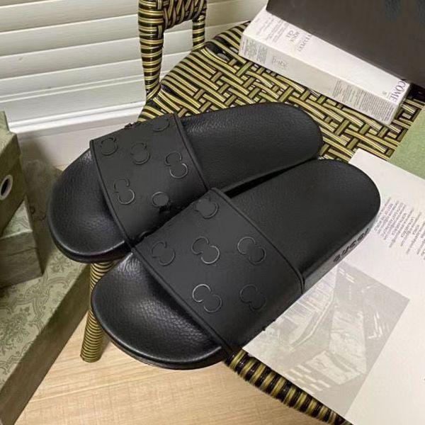 

rubber designer slippers sandals floral brocade women men slipper flat bottoms flip flops womens fashion striped beach slippers, Black