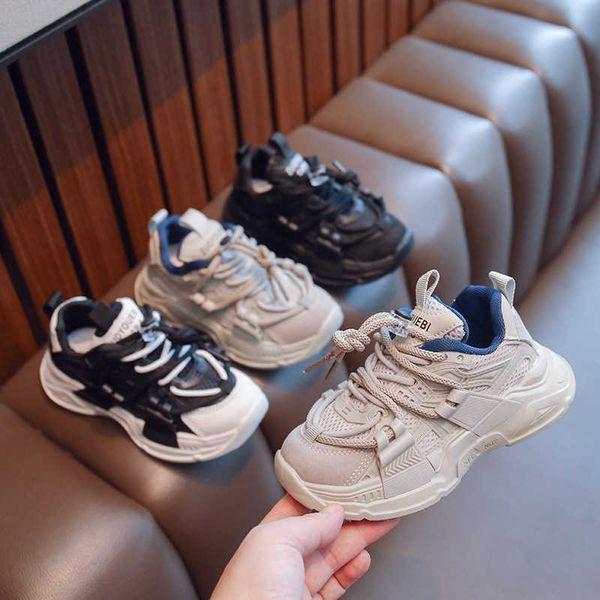 

athletic outdoor 2023 new fresh chunky sneakers for children spring breathable flat shoes kids little girls boys casual tennis shoes child g, Black