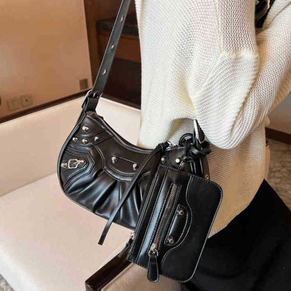 

bags new heavy industry rivet locomotive bag three in one month tooth armpit sling single shoulder messenger bag personalized purses clearan