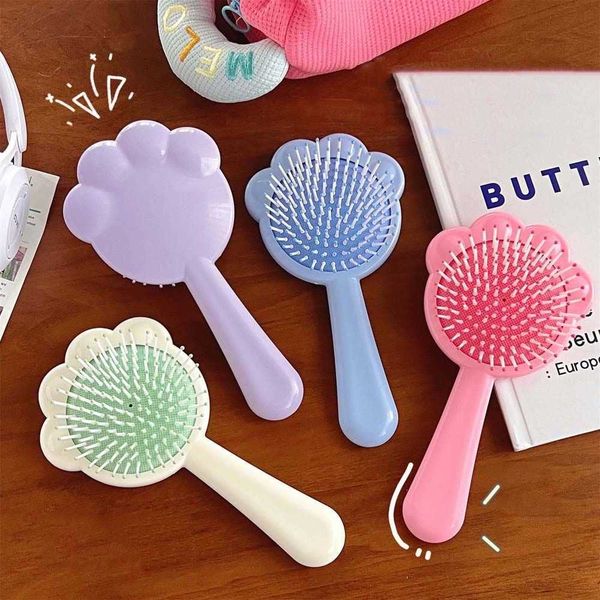

hair brushes 1pcs cute cartoon cat paw air cushion massage comb antistatic hair brush salon hair styling tool hair accessories j230503, Silver