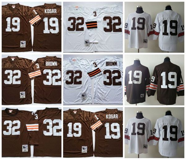 

ncaa 75th vintage football 32 jim brown jerseys mitchell and ness 19 bernie kosar jersey college brown white, Black;red