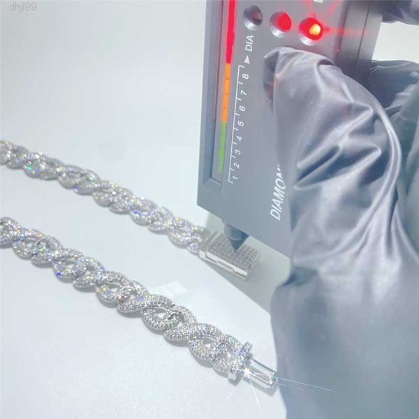 

pass diamond test iced out diamond cuban necklace vvs1 moissanite chain fashion hip hop men jewelry miami cuban link chain, Silver