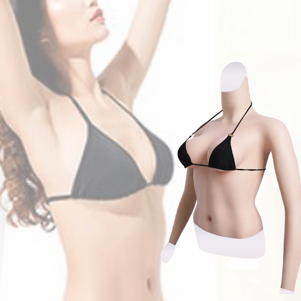 

costume accessories silicone breast forms for mastectomy d cup fake boobs halfbody prosthesi with arm cosplay sissy chests for, Silver