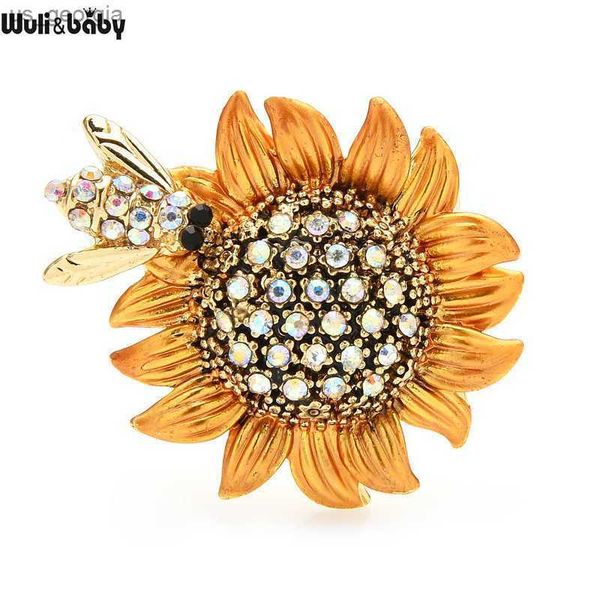 

pins brooches wuli baby rhinestone bee and sunflower brooches for women lady 3-color enamel flower party casual brooch pin gifts, Gray