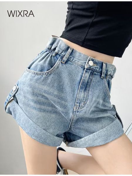 

women's shorts wixra women basic denim shorts candy color summer trendy pants high waist casual jeans bottom 230504, White;black