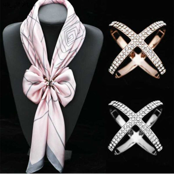 

pins brooches cross brooches shape scarf buckle crystal brooches for women hollow scarves buckle brooch jewelry clothing accesories, Gray