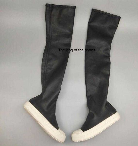 

2023 luxury rick designer ro boots shoes owens big size woman knight women over knee handsome female street shoes thick sole goddess sne