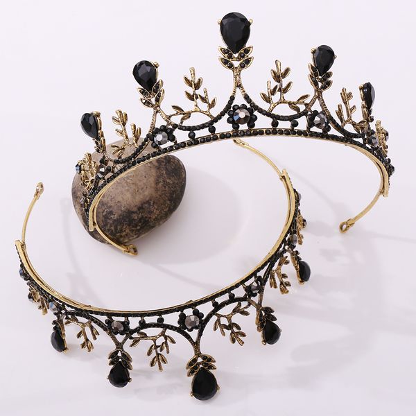 

vintage bride black baroque queen crown headwear gift birthday crown wedding performance hair accessories ts-0218-d, Silver