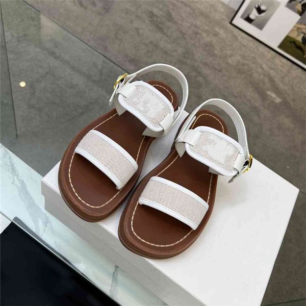

fashion women's sandals 2023 celins luxury brand letter logo summer women's high heels men's casual student flats 01-07, Black