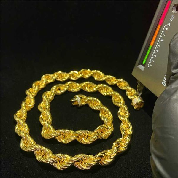

custom rope chain 18k gold plated 925 sterling silver vvs moissanite iced out rope chain necklace 11mm gold miami cuban links