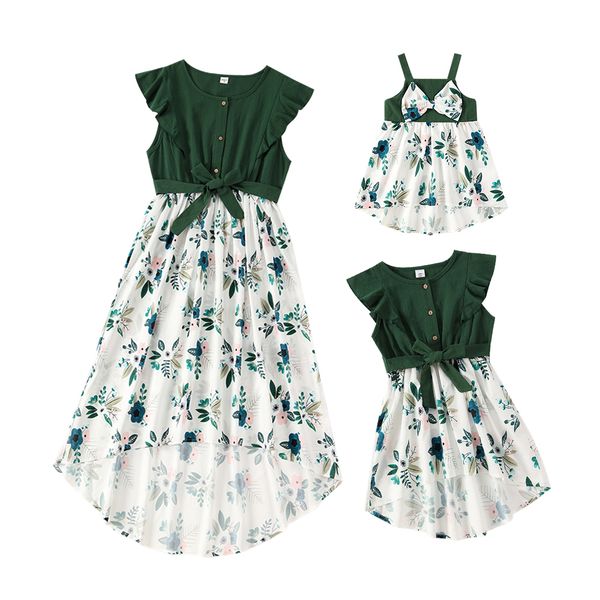 

family matching outfits hiheart summer mom and me dress mother daughter floral es seaside holiday suspender beach 230504, Blue