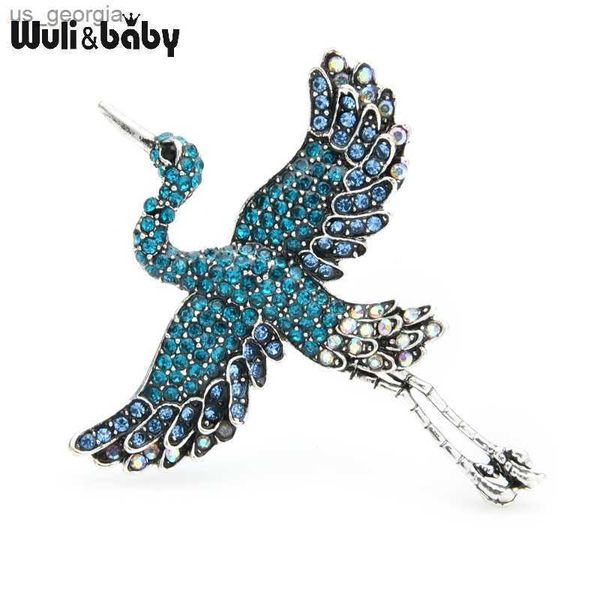 

pins brooches wuli baby blue pink rhinestone crane bird brooches women alloy sparking animal party casual brooch pins gifts, Gray
