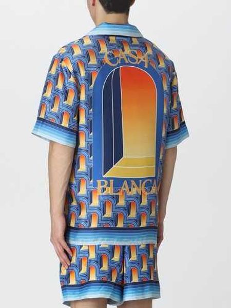 

casablanca 23ss designer shirt silk casual style fantasy gate loose men and women versatile fashion brand hawaii beach short sleeve shirt, White;black