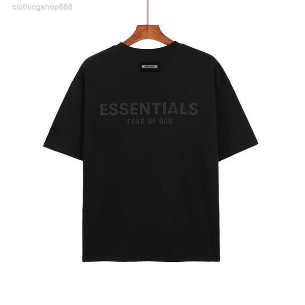 

essentail t shirt men's fashion fear god fog back letter and summer loose sleeve t-shirt qld3, White;black