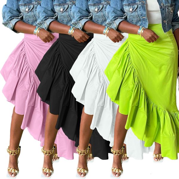 

skirts ruffle irregular dress elegant luxury skirt women fall clothing club party outfit casual dress pencil long maxi skirts 230503, Black