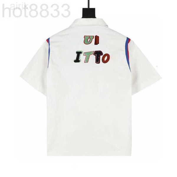

men's casual shirts designer embroidered letters new short sleeve mens shirt luxury fashion trend wear business brand spring summer t-s, White;black