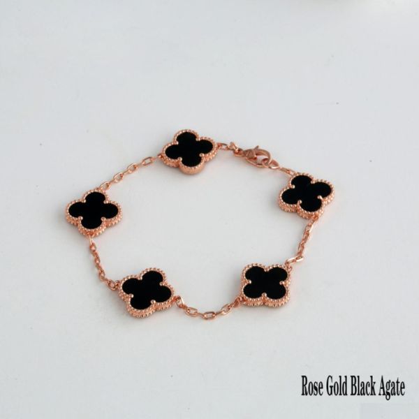 

charm bracelets elegance fashion classic4/four leaf clover charms bangle chain van gem agate shell luck flowers for women girl weddi otp0f, Golden;silver