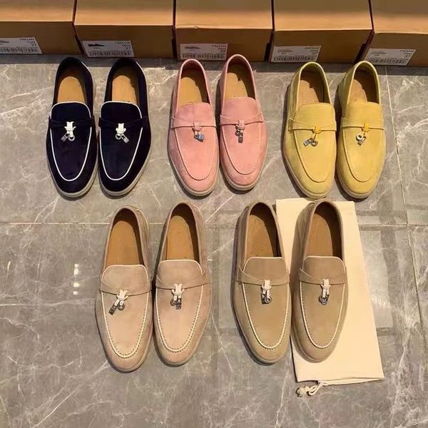 

lp piana open walk loafers suede sneaker shoes women leather couple casual shoe men's slip-on high walking flats luxury designer footwe, Black