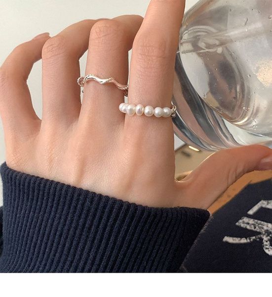 

unique engagement rings new design sense of the small pearl chain silver ring ring girl ring vegetarian ring ins student ring class rings ma