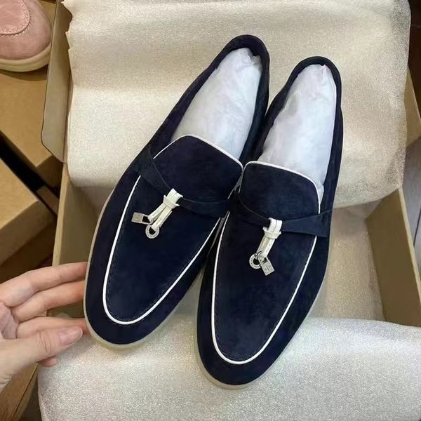 

lp piana open walk loafers suede sneaker shoes women leather couple casual shoe men's slip-on high walking flats luxury designer footwe, Black