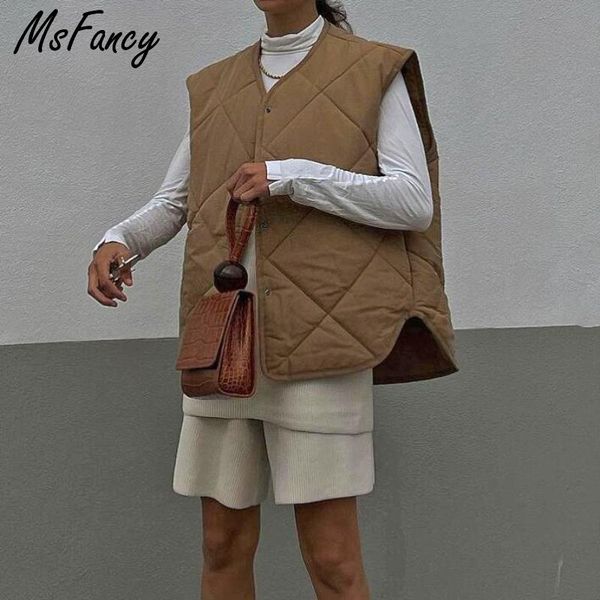 

vests msfancy brown oversized vest women spring sleeveless jacket femme 2022 fashion single breasted coat mujer, Black;white