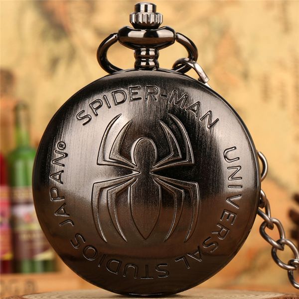

retro black spider watches men women quartz pocket watch roman numerals sweater pendant chain clock, Slivery;golden