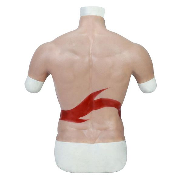 

costume accessories artificial silicone fake chest muscles cosplay tights body actor jumpsuits realistic fake chest tattoos, Silver