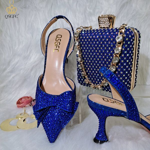 

dress shoes qsgfc italian fashion design r blue glass heel pointed ladies and decorate with crystals dual use bags wedding party 230503, Black