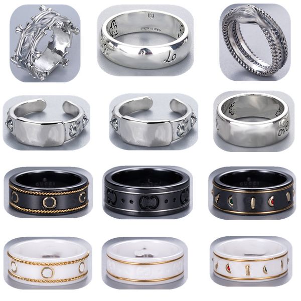 

fashion luxury ring for men women ghost designer double g ceramic rings jewelry sliver color, Slivery;golden