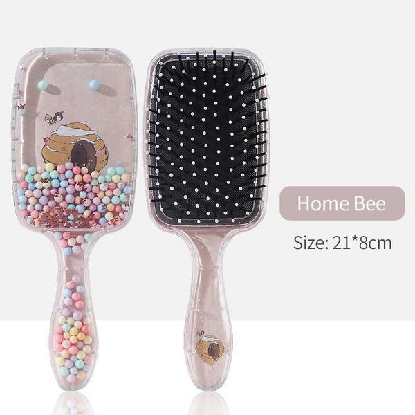 

hair brushes cartoon rainbow print comb air bag massage antistatic styling tool for detangler brush antiknotted reduce hairloss hair brush j, Silver