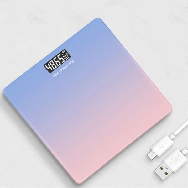 

body weight scales digital gradients color bathroom floor glass led weighing usb charging 230504